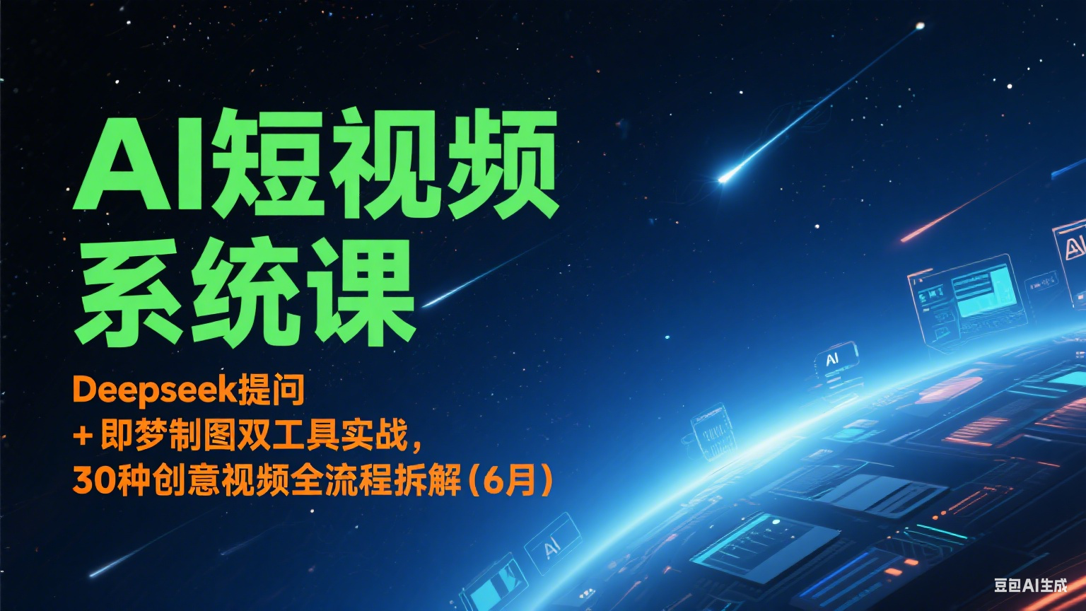 AI短视频系统课：Deepseek提问 + 即梦制图双工具实战，30种创意视频全流程拆解(6月)-优创项目网