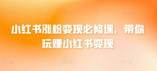 小红书涨粉变现必修课，带你玩赚小红书变现-优创项目网