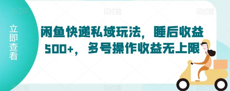 闲鱼快递私域玩法，睡后收益500+，多号操作收益无上限【揭秘】-优创项目网