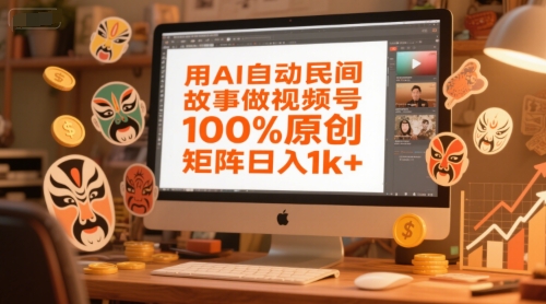用AI自动民间故事做视频号，100%原创，矩阵日入1k+-优创项目网