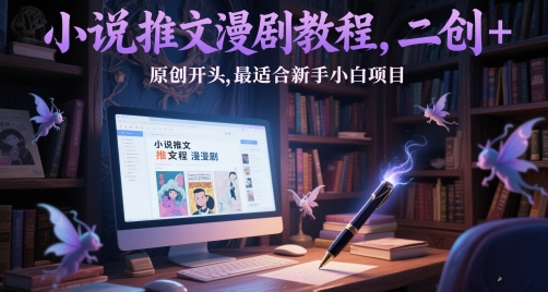 小说推文漫剧教程，二创+原创开头，最适合新手小白项目-优创项目网
