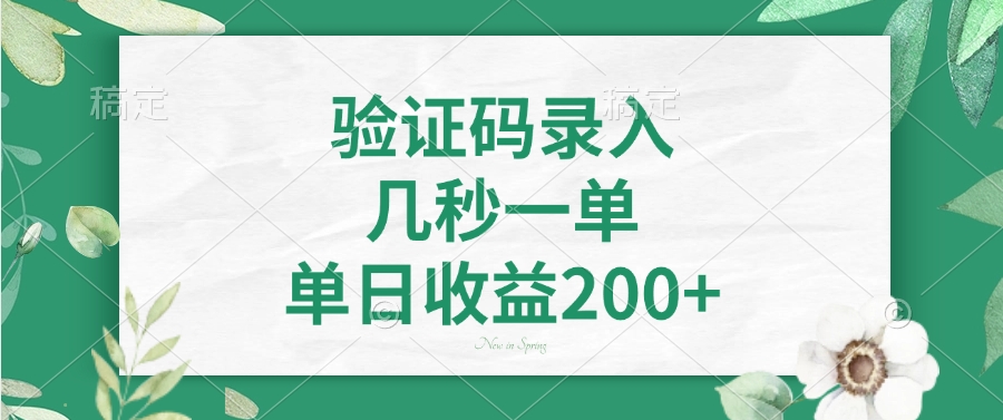 验证码录入，几秒一单，单日收益200+-优创项目网