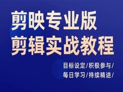 剪映专业版剪辑实战教程，目标设定/积极参与/每日学习/持续精进-优创项目网