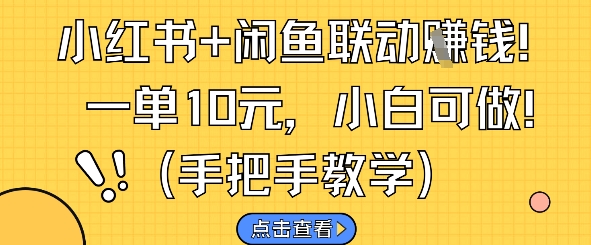 小红书+闲鱼联动挣钱，一单10元，小白可做-优创项目网
