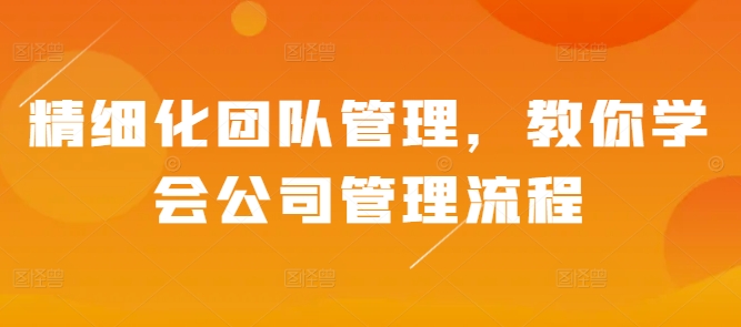 精细化团队管理，教你学会公司管理流程-优创项目网