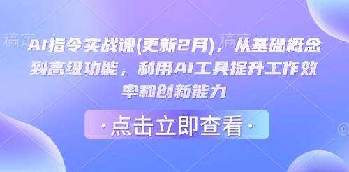 AI指令实战课(更新2月)，从基础概念到高级功能，利用AI工具提升工作效率和创新能力-优创项目网
