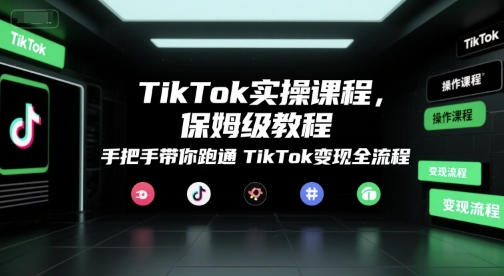 TikTok实操课程，保姆级教程，手把手带你跑通TikTok变现全流程-优创项目网