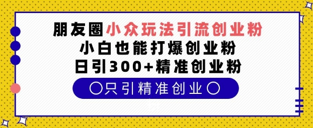 朋友圈小众玩法引流创业粉，小白也能打爆创业粉，日引300+精准创业粉【揭秘】-优创项目网