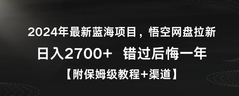 2024年最新蓝海项目，悟空网盘拉新，日入2700+错过后悔一年【附保姆级教程+渠道】【揭秘】-优创项目网