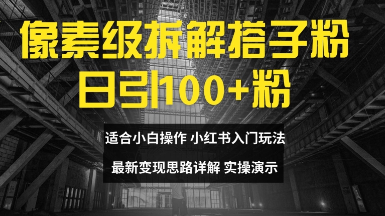 像素级拆解搭子粉，日引100+，小白看完可上手，最新变现思路详解【揭秘】-优创项目网