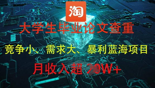 大学生毕业论文查重，暴利蓝海项目，月收入过1W+-优创项目网
