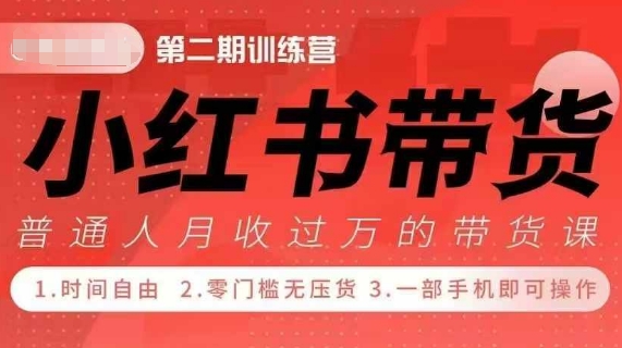 小Red书带货42天训练营 2.0版，宝妈+自由职+上班族+大学生，提高副业收入的大红利项目-优创项目网