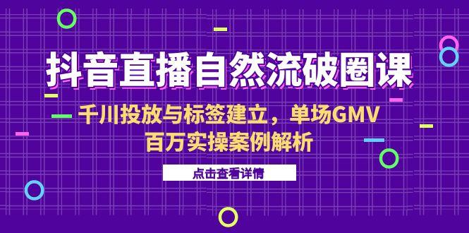 抖音直播自然流破圈课-6月，千川投放与标签建立，单场GMV百万实操案例解析-优创项目网