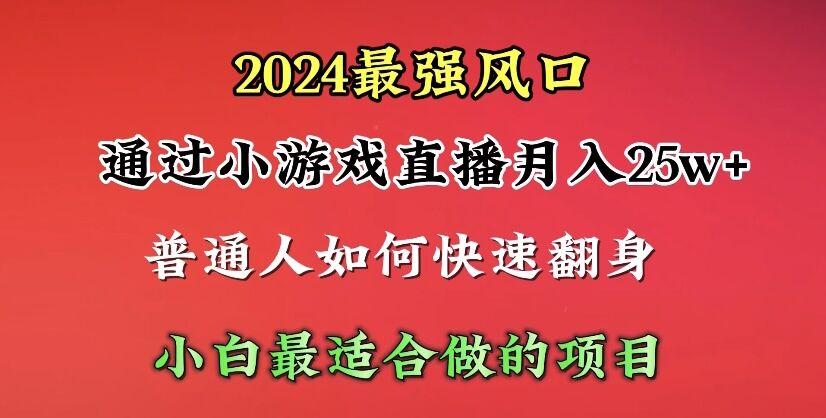 (10020期)2024年最强风口，通过小游戏直播月入25w+单日收益5000+小白最适合做的项目-优创项目网
