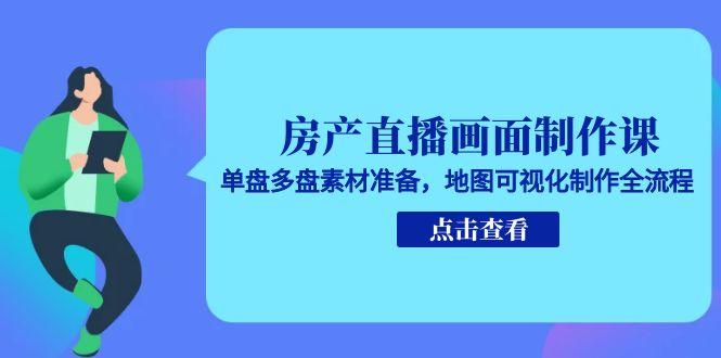 房产直播画面制作课，单盘多盘素材准备，地图可视化制作全流程-优创项目网