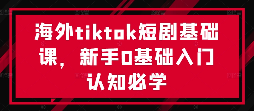 海外tiktok短剧基础课，新手0基础入门认知必学-优创项目网