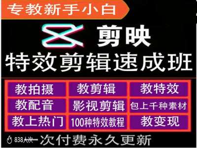 剪映特效教程和运营变现教程，特效剪辑速成班，专教新手小白-优创项目网