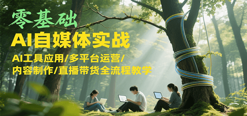 零基础AI自媒体实战，AI工具应用/多平台运营/内容制作/直播带货全流程教学-优创项目网
