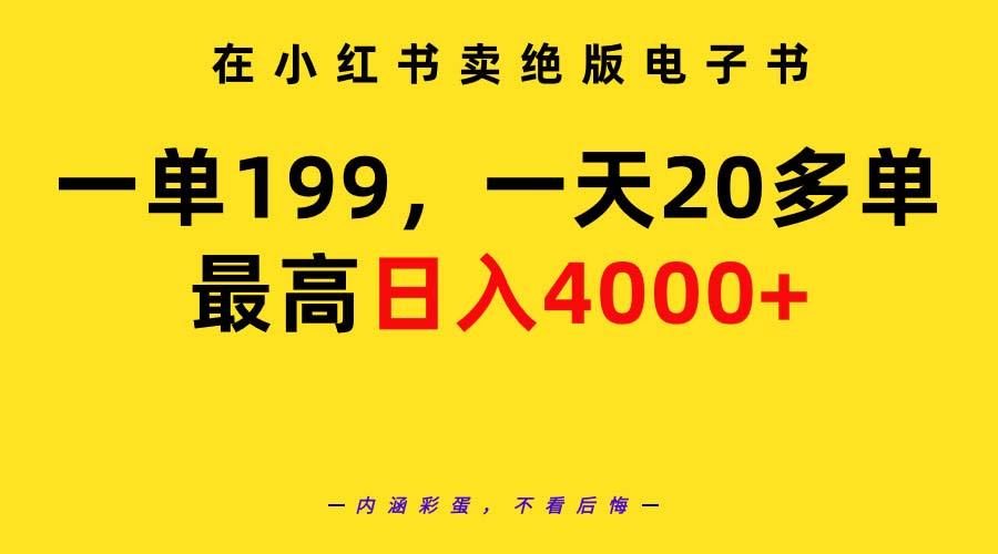 (9401期)在小红书卖绝版电子书，一单199 一天最多搞20多单，最高日入4000+教程+资料-优创项目网