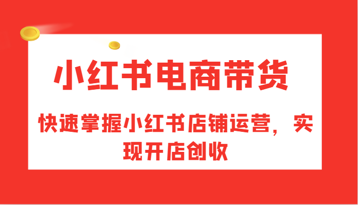 小红书电商带货，快速掌握小红书店铺运营，实现开店创收-优创项目网