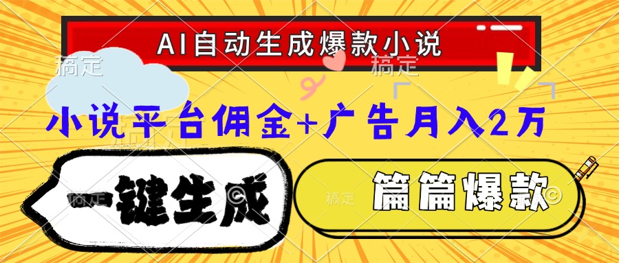 Ai自动生成网文爆款小说，一件生成小说大纲、故事情节，每篇都是爆款，…-优创项目网