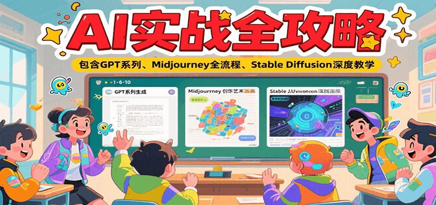 AI实战全攻略，包含GPT系列、Midjourney全流程、Stable Diffusion深度教学-优创项目网