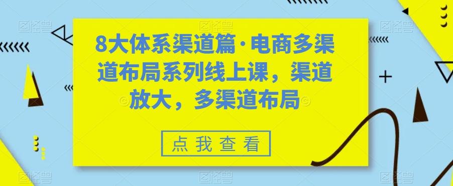 8大体系渠道篇·电商多渠道布局系列线上课，渠道放大，多渠道布局-优创项目网