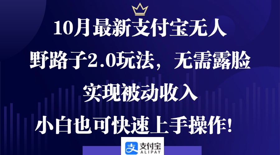 10月最新支付宝无人野路子2.0玩法，无需露脸，实现被动收入，小白也可...-优创项目网