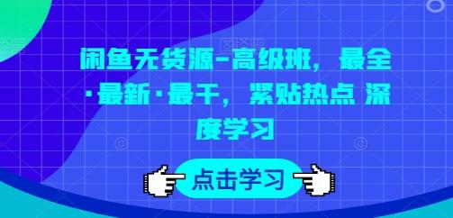 闲鱼无货源-高级班，最全·最新·最干，紧贴热点 深度学习-优创项目网