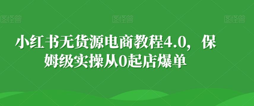 小红书无货源电商教程4.0，保姆级实操从0起店爆单【拆解】-优创项目网