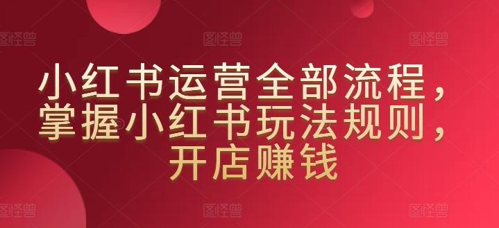 小红书运营全部流程，掌握小红书玩法规则，开店赚钱-优创项目网