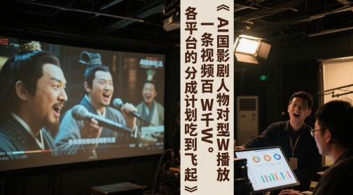 AI三国影视剧人物对口型唱歌玩法，一条视频百W千W播放，各平台的分成计划吃到飞起-优创项目网
