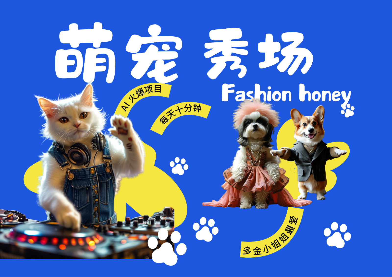 酷飒动物跳舞走秀 时尚喵FASHION汪 多金小姐姐最爱的 轻松月入破W-优创项目网
