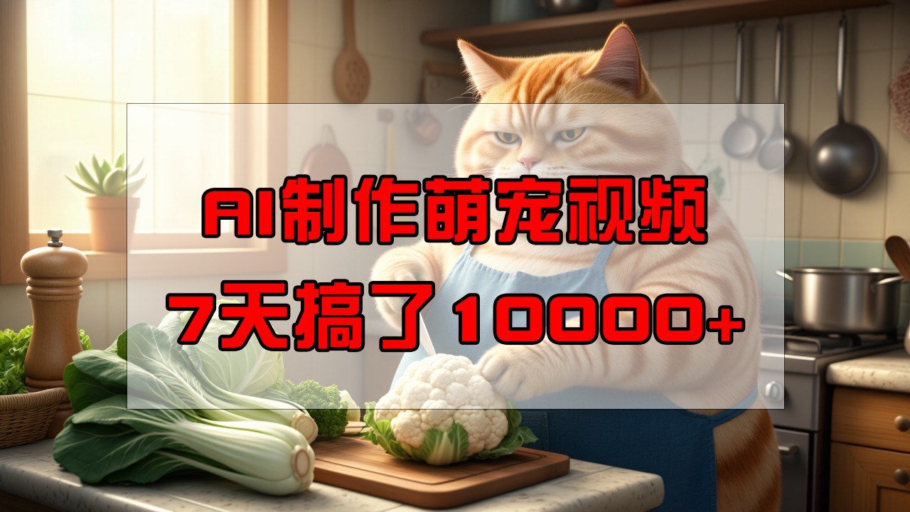 靠AI制作萌宠视频，7天搞了1万+，操作简单门槛低，有手机就行-优创项目网