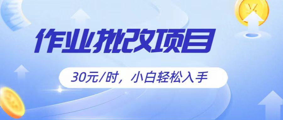 作业批改项目30元/时，简单小白轻松入手，非常适合兼职-优创项目网