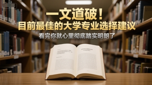 付费文章：一文道破！目前最佳的大学专业选择建议，看完你就心里彻底踏实明朗了-优创项目网
