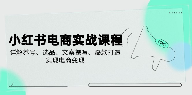 小红书电商实战课程，详解养号、选品、文案撰写、爆款打造，实现电商变现-优创项目网