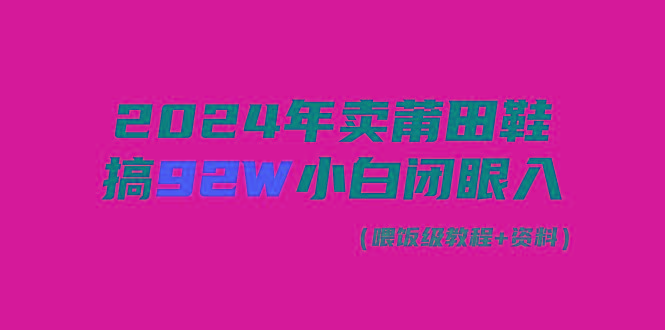 (9329期)2024年卖莆田鞋，搞了92W，小白闭眼操作！-优创项目网