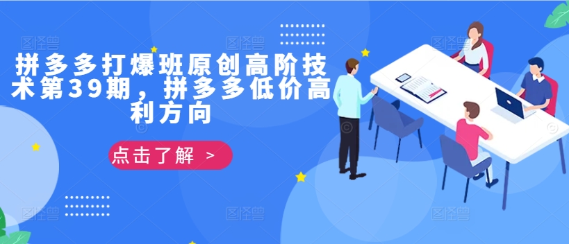 拼多多打爆班原创高阶技术第39期，拼多多低价高利方向-优创项目网