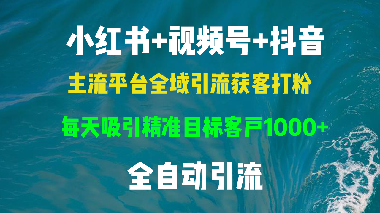 小红书，视频号，抖音主流平台全域引流获客打粉，每天吸引精准目标客户…-优创项目网