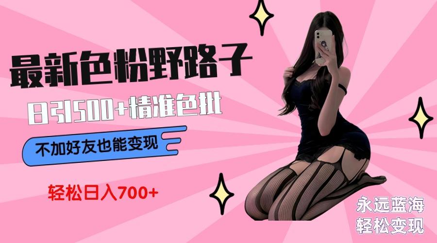 最新色粉变现野路子，日引500+老色批 可不加好友直接变现 小白轻松日入700+-优创项目网