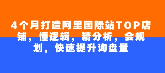 4个月打造阿里国际站TOP店铺，懂逻辑，精分析，会规划，快速提升询盘量-优创项目网