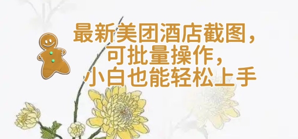 【轻云】最新美团酒店截图，可批量操作，小白也能轻松上手-优创项目网