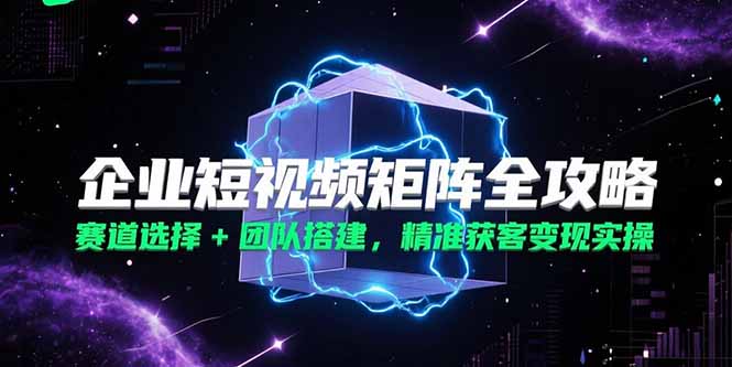 企业短视频矩阵全攻略，赛道选择+团队搭建，精准获客变现实操-优创项目网