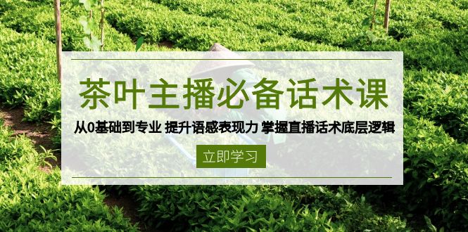 茶叶 主播必备话术课 从0基础到专业 提升语感表现力 掌握直播话术底层逻辑-优创项目网