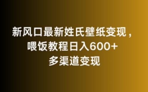新风口最新姓氏壁纸变现，喂饭教程日入600+【揭秘】-优创项目网