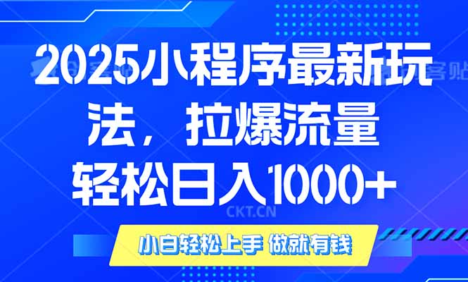 2025年小程序最新玩法，流量直接拉爆，单日稳定变现1000+-优创项目网