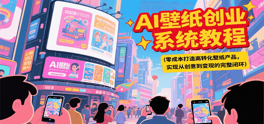 AI壁纸创业系统教程，零成本打造高转化壁纸产品，实现从创意到变现的完整闭环-优创项目网