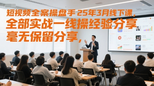 短视频全案操盘手25年3月线下课，全部实战一线操盘手经验分享，毫无保留分享，全是干货-优创项目网