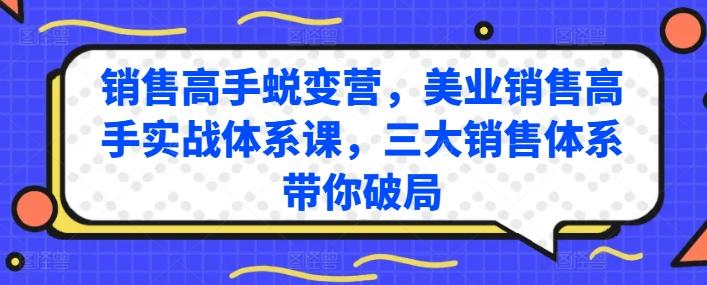销售高手蜕变营，美业销售高手实战体系课，三大销售体系带你破局-优创项目网